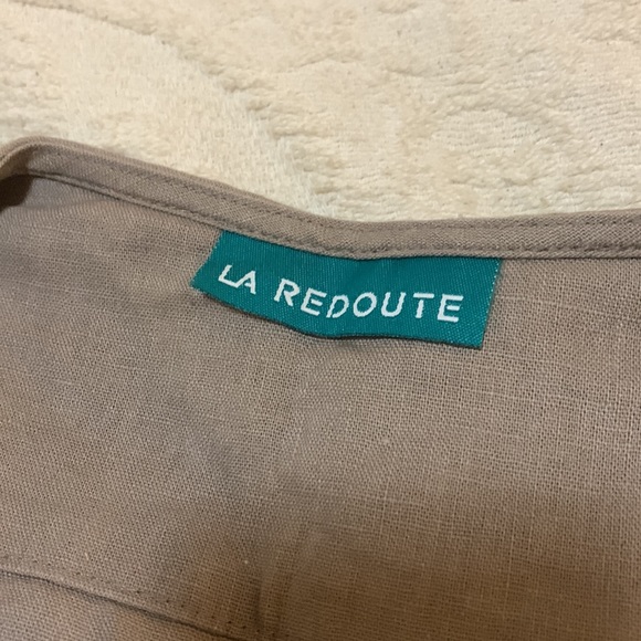 Linen midi wrap dress in beige/taupe - Picture 3 of 4